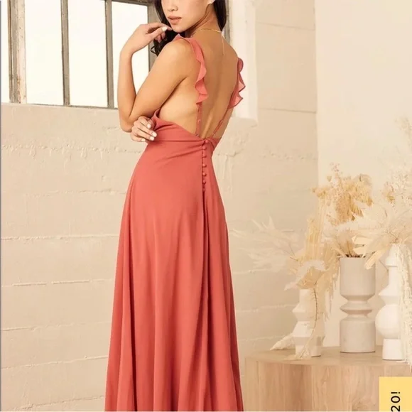 LULUS METEORIC RISE RUSTY ROSE MAXI DRESS - Picture 5 of 11